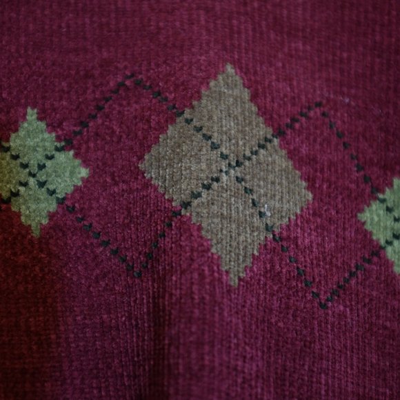 COPY - Vintage Penmans berry Crewneck Pullover Argyle chenille Sweater Mens XL - Picture 9 of 10